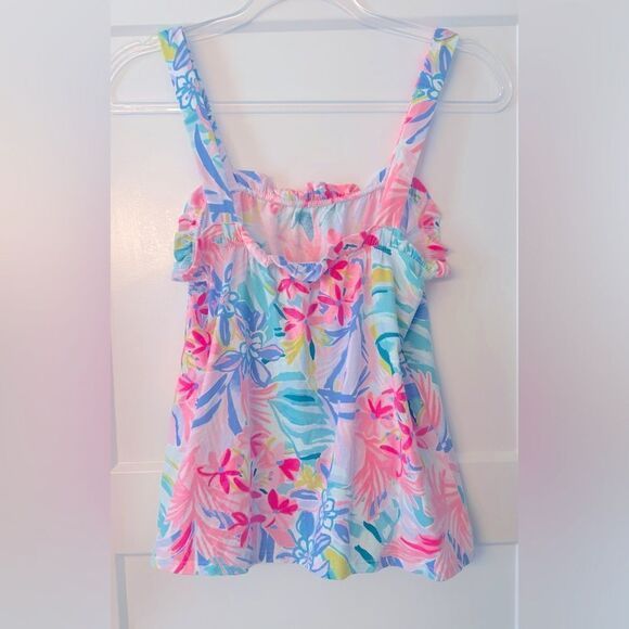 Lilly Pulitzer Jia Tank Top It was All a Dream Floral Pink Blue - Picture 3 of 6